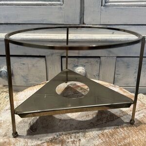 Vintage Gold Brass Casserole Warming Stand For Bowls